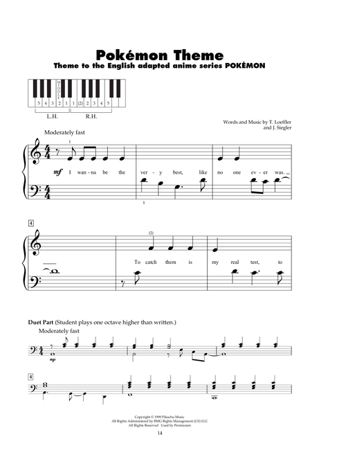 Pokemon Theme - J Siegler, T Loeffler (5-Finger Piano)