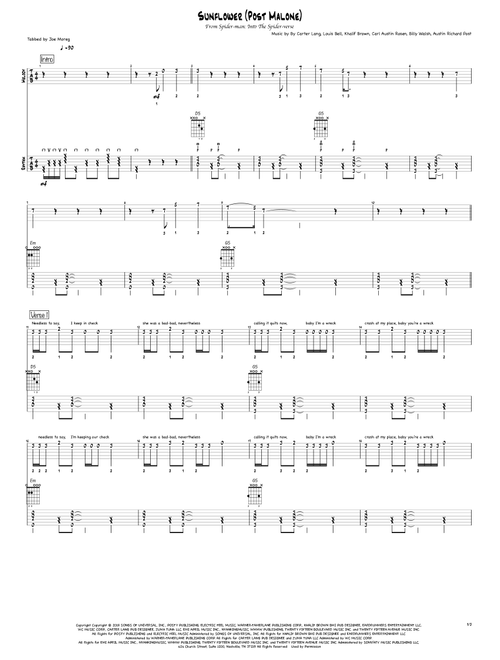 Sunflower (Arr. Joe Moreg) - Post Malone & Swae Lee (Instrumental Duet)