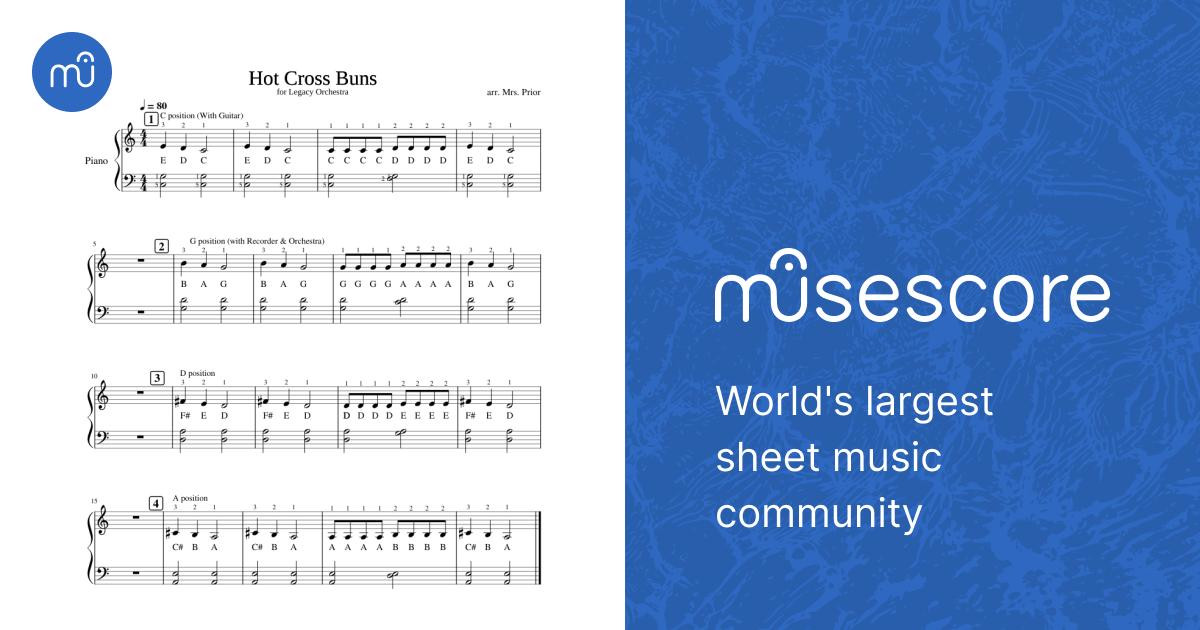 Hot Cross Buns – Piano Sheet Music for Piano (Solo) easy | MuseScore.com
