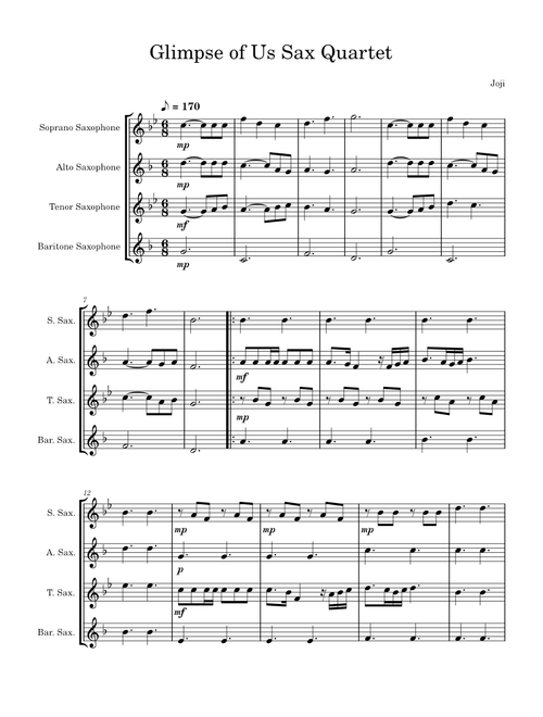 Glimpse of Us – Joji Glimpse of Us Sax Quartet