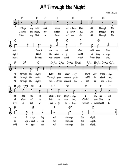 All Through the Night (Lead sheet with lyrics )