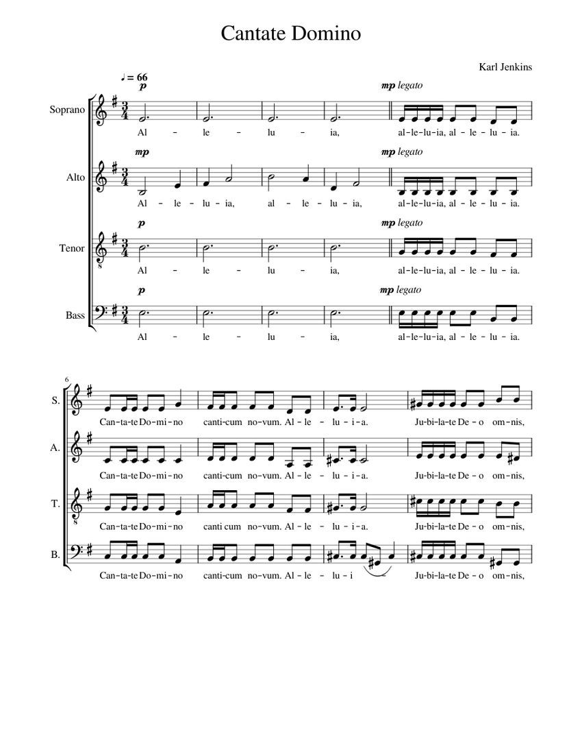 Cantate Domino Sheet music for Soprano, Alto, Tenor, Bass voice 