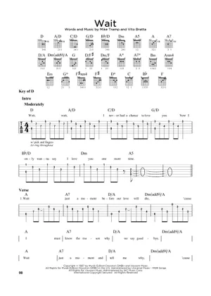 Play Official version of Wait sheet music by White Lion for Play Official version of Wait sheet music by White Lion for