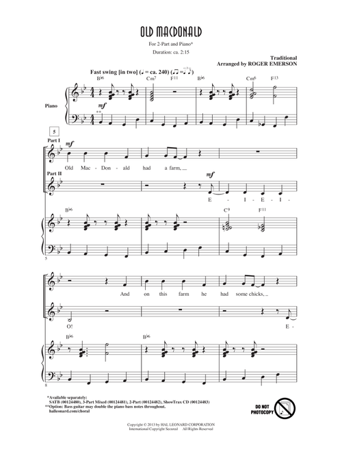 Old MacDonald (Arr. Roger Emerson) (Choral, 2-Part)