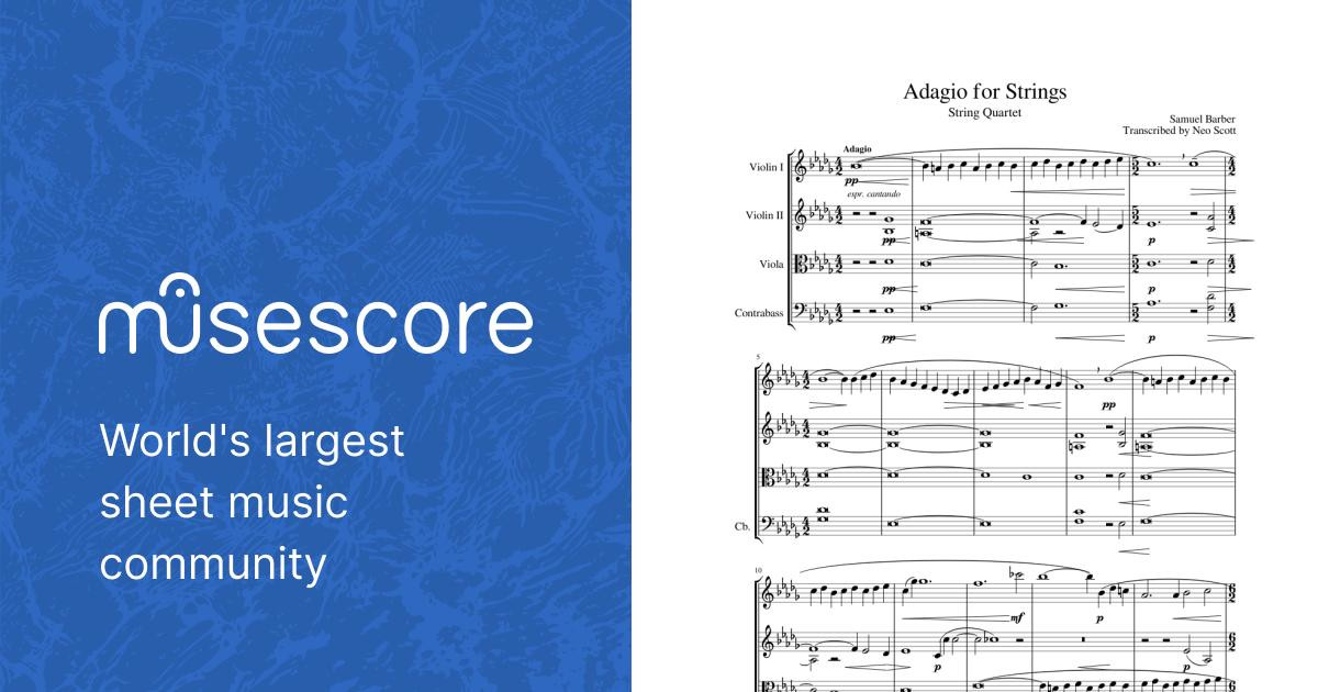 Adagio for Strings - String Quartet (With Double Bass) Sheet