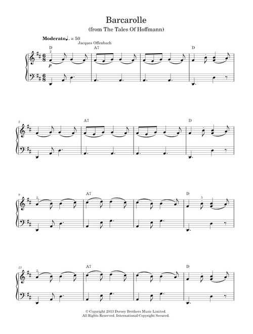 Barcarolle - Jacques Offenbach (Easy Piano)
