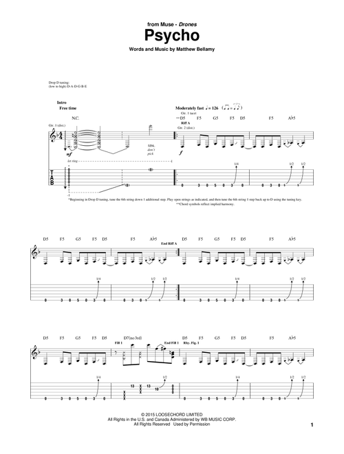 Psycho - Muse (Guitar Tab)