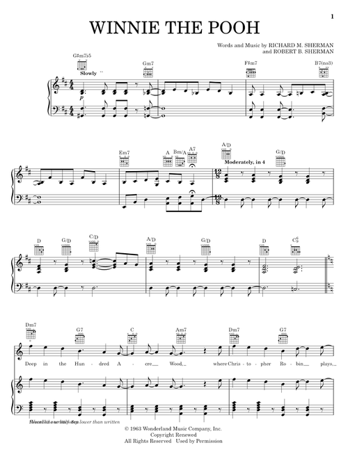 Winnie The Pooh (from Piglet's Big Movie) - Sherman Brothers (Piano-Vocal-Guitar)