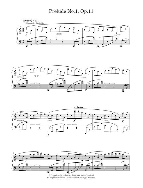 Prelude No.1, Op.11 - Alexander Scriabin (Piano Solo)