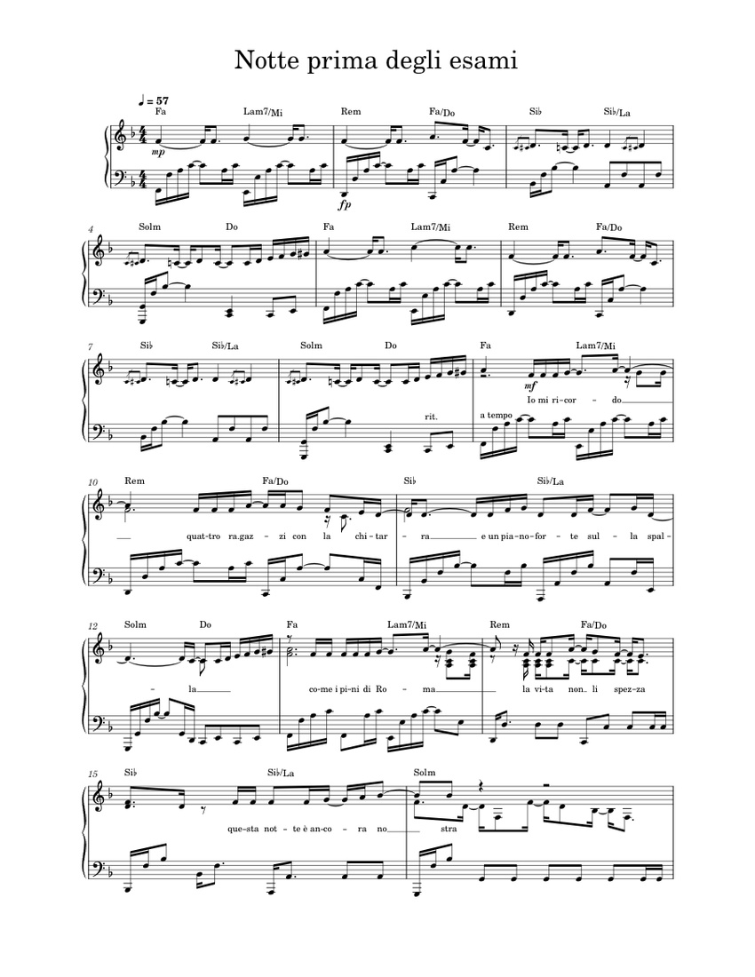 Notte prima degli esami Antonello Venditti piano tutorial Notte prima degli esami Antonello Venditti piano tutorial
