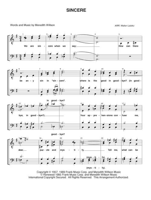 Sincere (Arr. Walter Latzko) - Meredith Willson (Choral, TTBB)