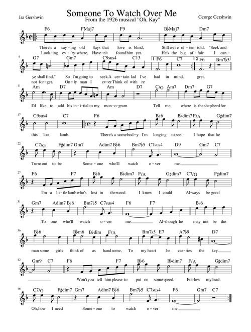 Someone To Watch Over Me (Leadsheet)