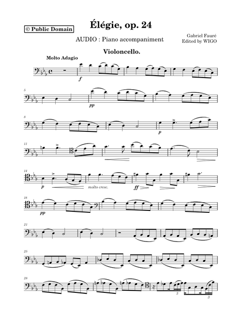 Elegy, Op. 24 – Gabriel Fauré (Élégie / Elegie )