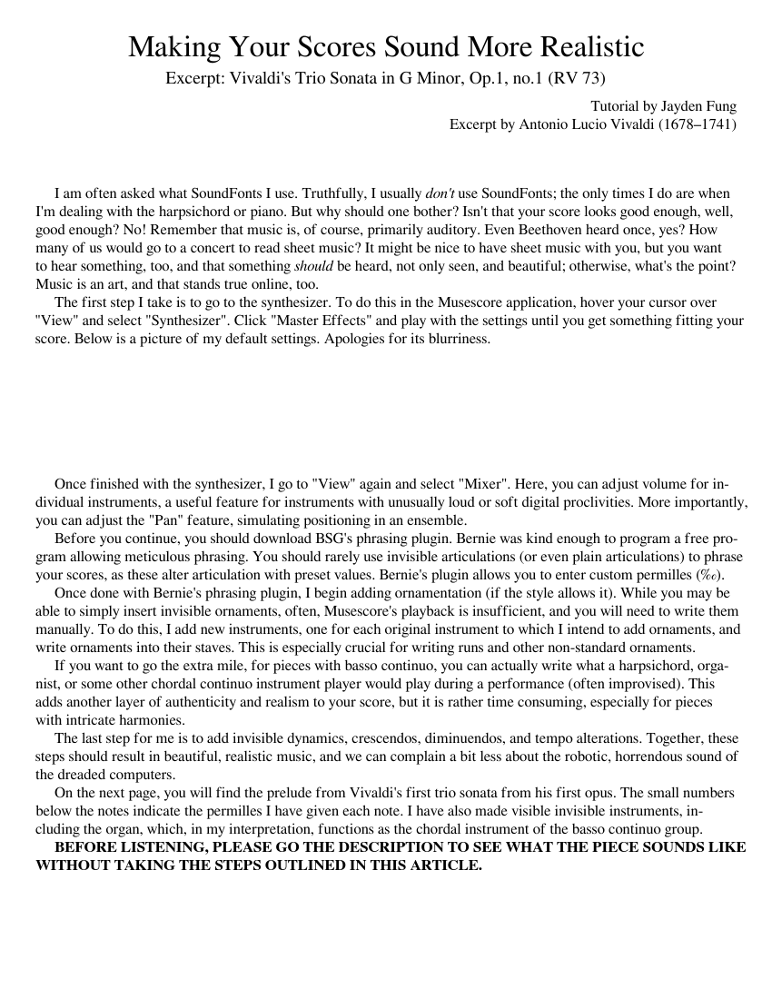 Making Your Scores Sound More Realistic Sheet Music for Organ, Violin ...