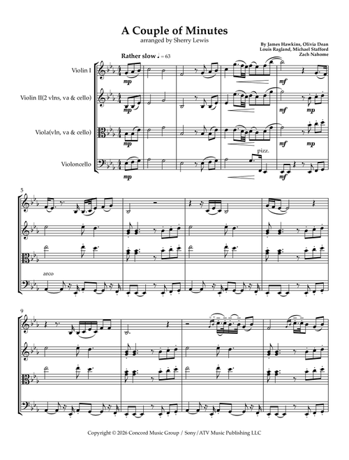 A Couple Minutes (Arr. Sherry Lewis) - Olivia Dean (String Ensemble)