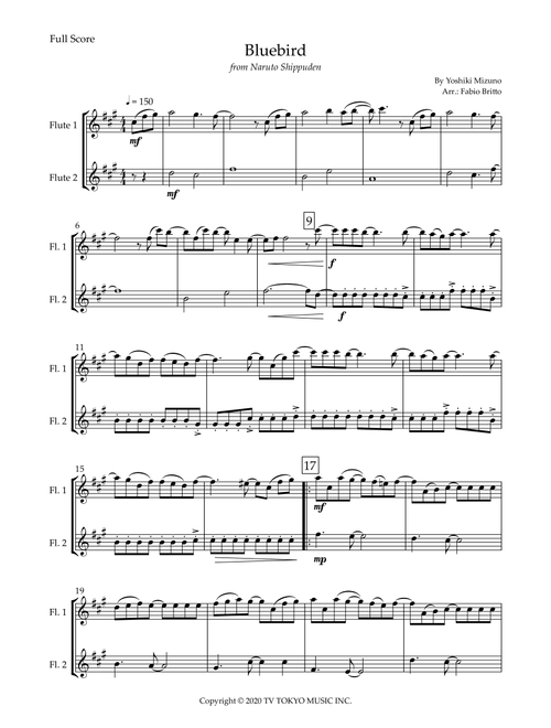 Ikimono Gakari's Blue Bird (Arr. Fabio Britto) - Yoshiki Mizuno (Flute Duet)