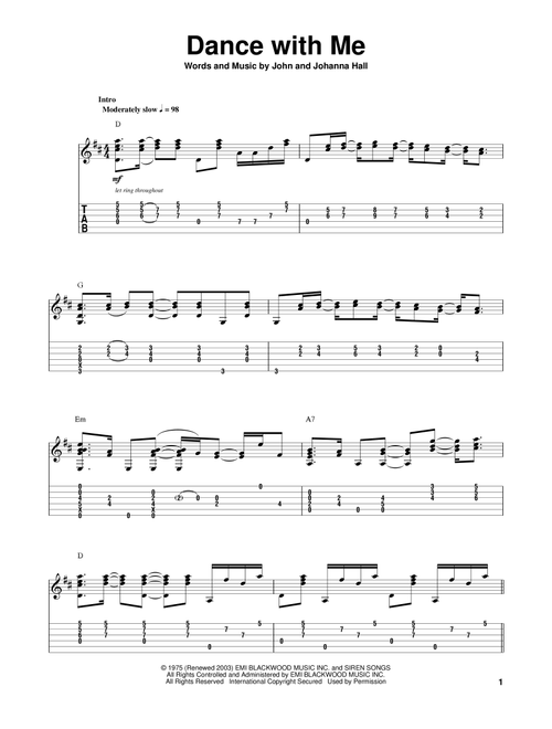 Dance With Me - Orleans (Guitar Tab Play-Along)