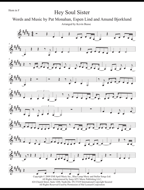 Hey, Soul Sister (Arr. Kevin Busse) - Train (French Horn Solo)
