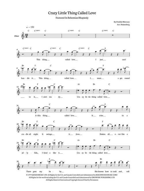 Crazy Little Thing Called Love (Arr. Heisenberg) - Queen (Oboe Solo)