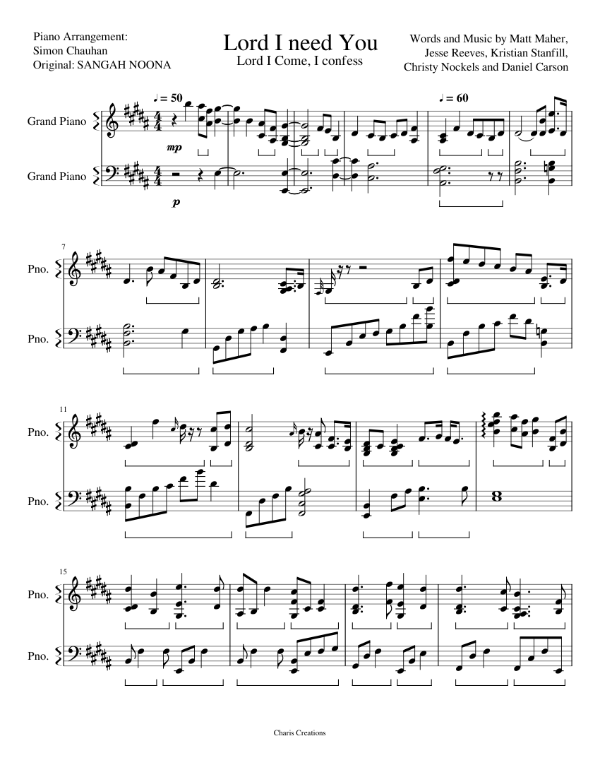 Lord I need You Sheet Music for Piano (Piano Duo) | MuseScore.com