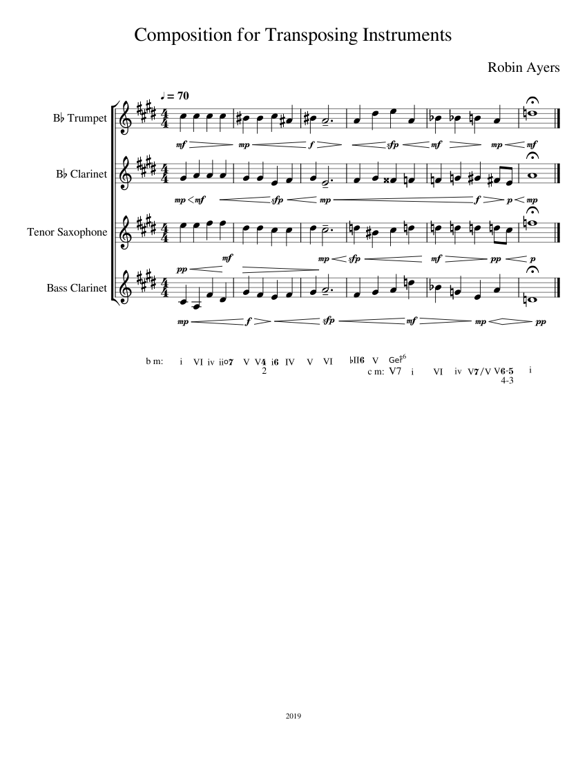 Composition for Transposing Instruments actual tranposition real Sheet