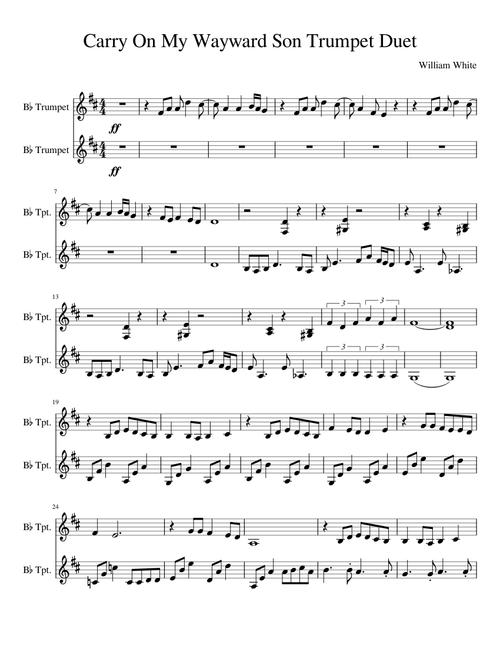 Carry On My Wayward Son Trumpet Duet