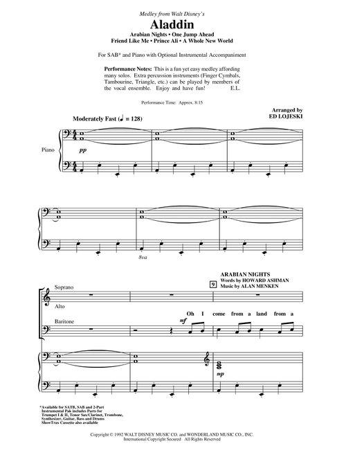 Aladdin (Medley) (from Disney's Aladdin) (arr. Ed Lojeski) - Alan Menken (Choral, SAB)