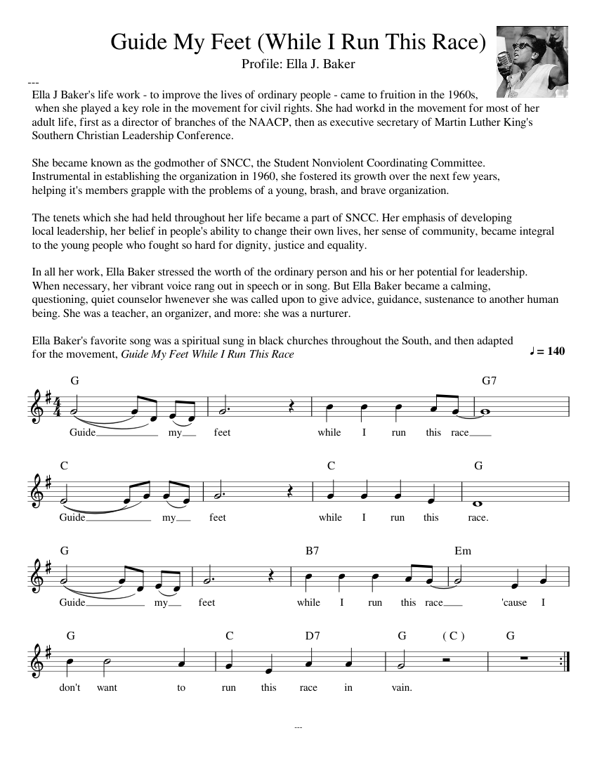 Guide My Feet (While I Run This Race) Sheet music for Piano, Vocals (Piano-Voice) | Musescore.com