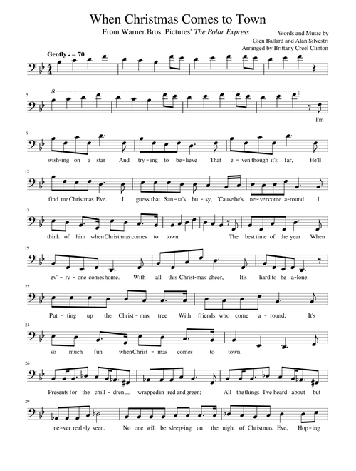 when Christmas comes to town- cello