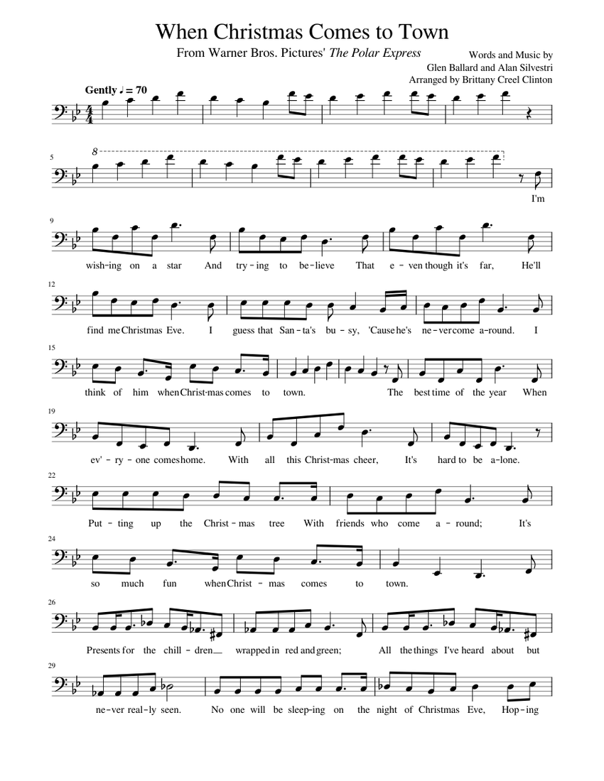 when Christmas comes to town cello Sheet music for Cello (Solo