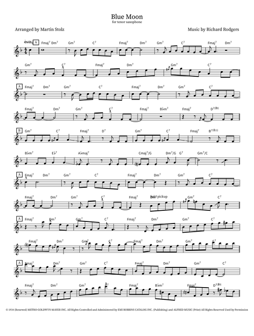 Blue Moon (Arr. Martin Stolz) - Richard Rodgers Lorenz Hart (Instrumental Solo)