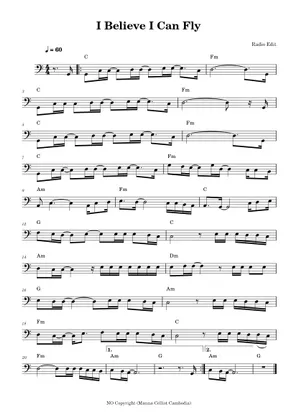 Play Official version of I believe i can fly Sheet Music by R Play Official version of I believe i can fly Sheet Music by R