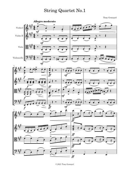 String Quartet No.1, 1st movement - Tony Gemayel