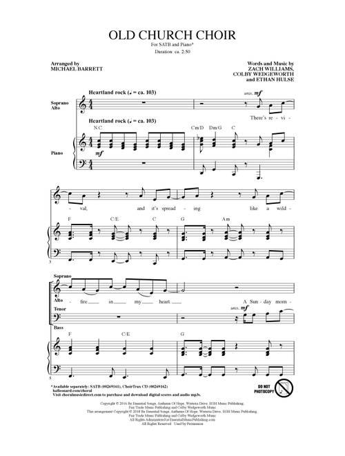 Old Church Choir (arr. Michael Barrett) - Zach Williams (Choral, SATB)