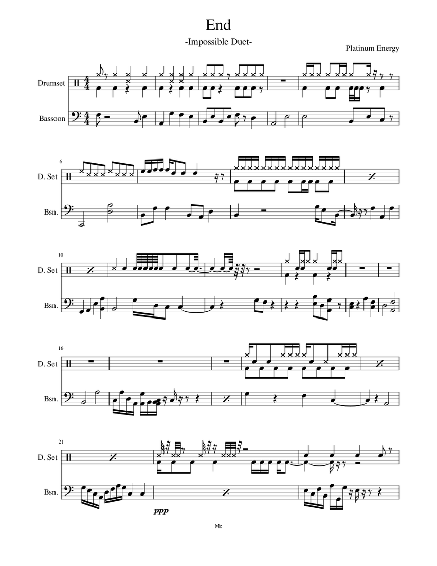 End Sheet music for Bassoon, Drum group (Mixed Duet)