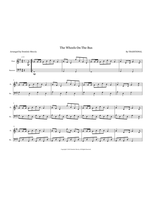 The Wheels On The Bus (Arr. Dominic Meccia) - Traditional (Instrumental Duet)