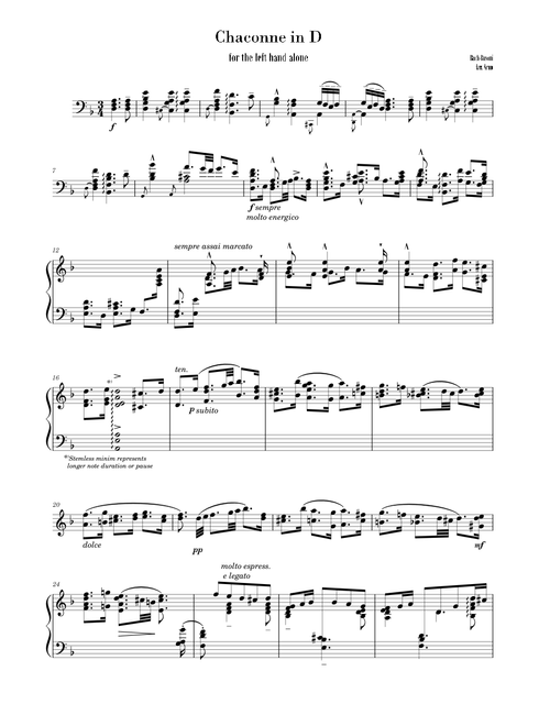 Chaconne in D for the left hand alone (Bach-Busoni)