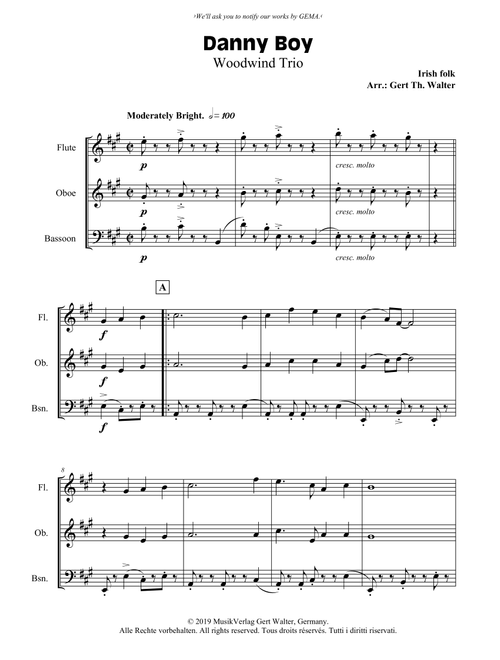 Danny Boy (Arr. Gert Th. Walter) - Traditional (Woodwind Ensemble)