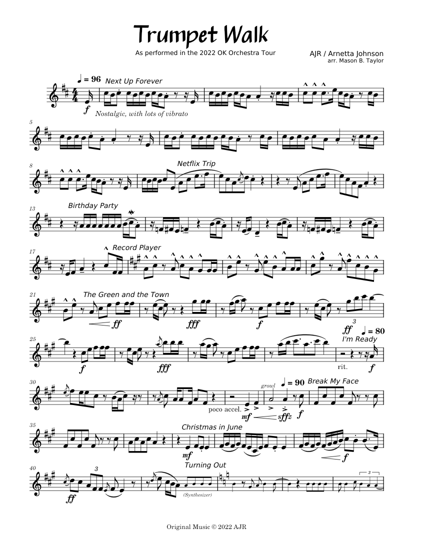 AJR Trumpet Walk (2022 Tour) piano tutorial