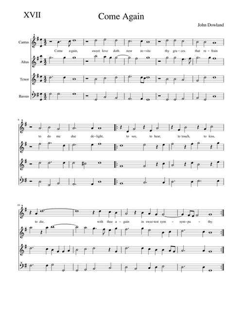 Dowland: XVII Come again