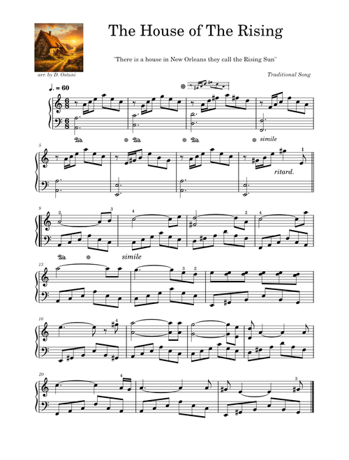 The House of The Rising Sun – Traditional Song Easy/Advanced Version -Free