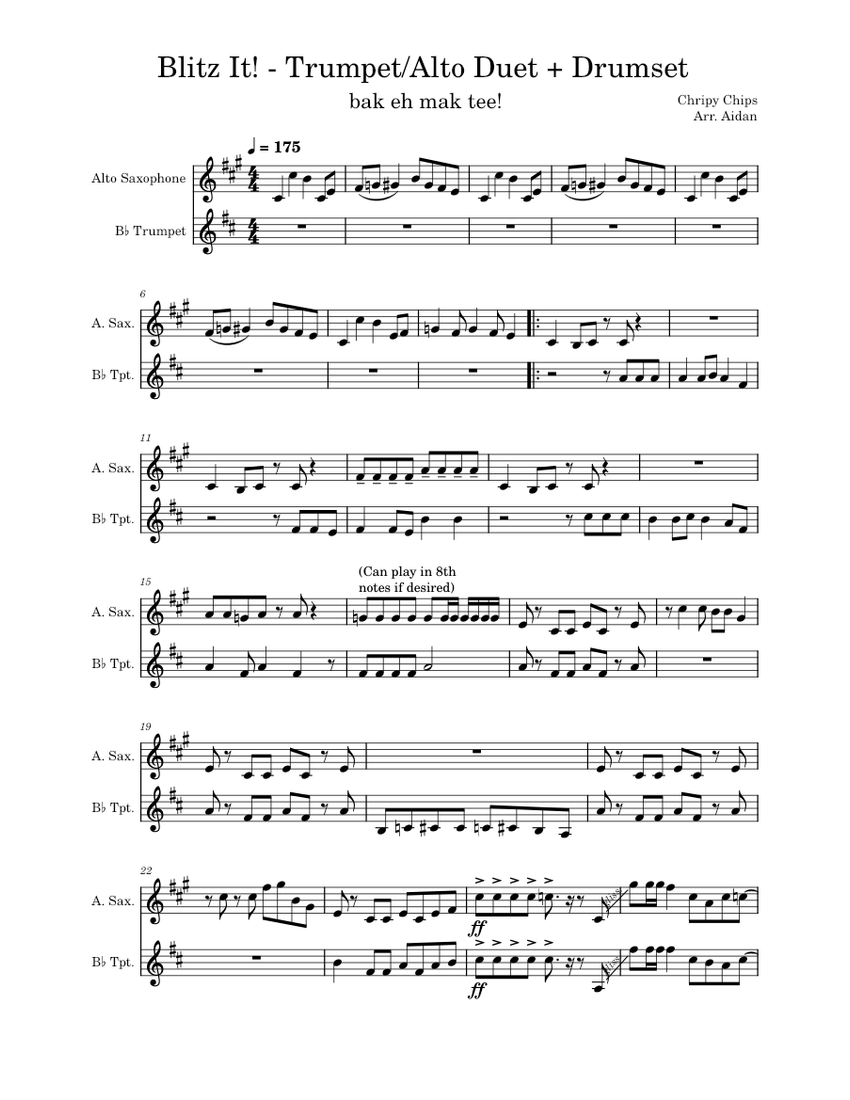 Blitz It! Misc Computer Games Chirpy Chips Blitz it! for Alto/Trumpet Sheet music for