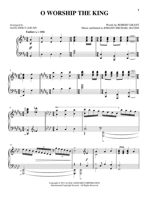 O Worship The King - William Gardiner (Piano Solo)