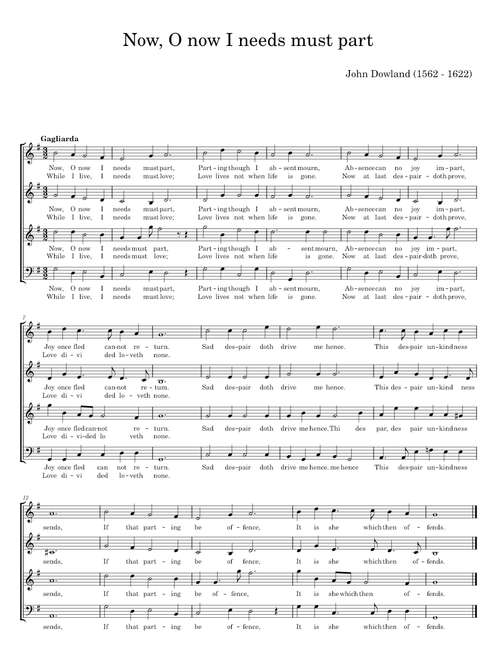 Now o now i needs must part - John Dowland