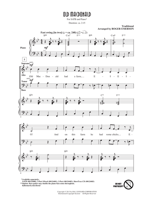 Old MacDonald (Arr. Roger Emerson) (Choral, SATB)