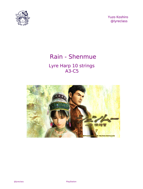 Rain, Shenmue by Yuzo Koshiro [Lyre Harp Tutorial]