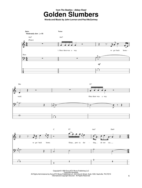 Golden Slumbers - The Beatles (Bass Tab)
