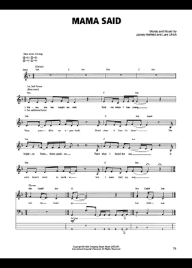 Free Mama Said by Metallica sheet music | Download PDF or print on