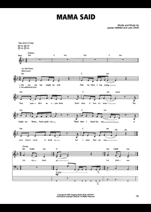 Play Official version of Mama said Sheet Music by Metallica for