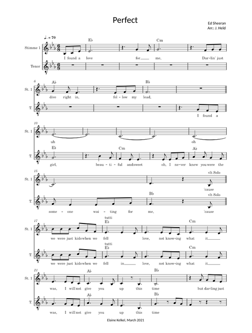 Ed Sheeran - Pefect (easy Choir)